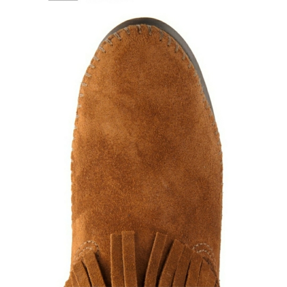 Minnetonka Three Layer Fringe Boots in Brown - Picture 4 of 16